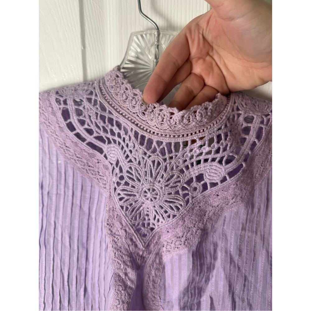 Farm Rio Lilac Lace Ruffled Blouse S - Picture 3 of 8